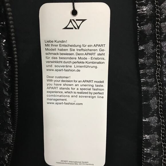 Apart Black & Sparkly Silver Tweed Fringe Zip Front Chain Detail Jacket - 12 NWT - Picture 13 of 16